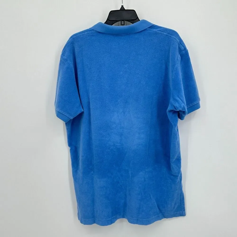 Vintage Polo Ralph Lauren Polo Shirt Terry Cloth L Blue Preppy Luxury Rare Beach